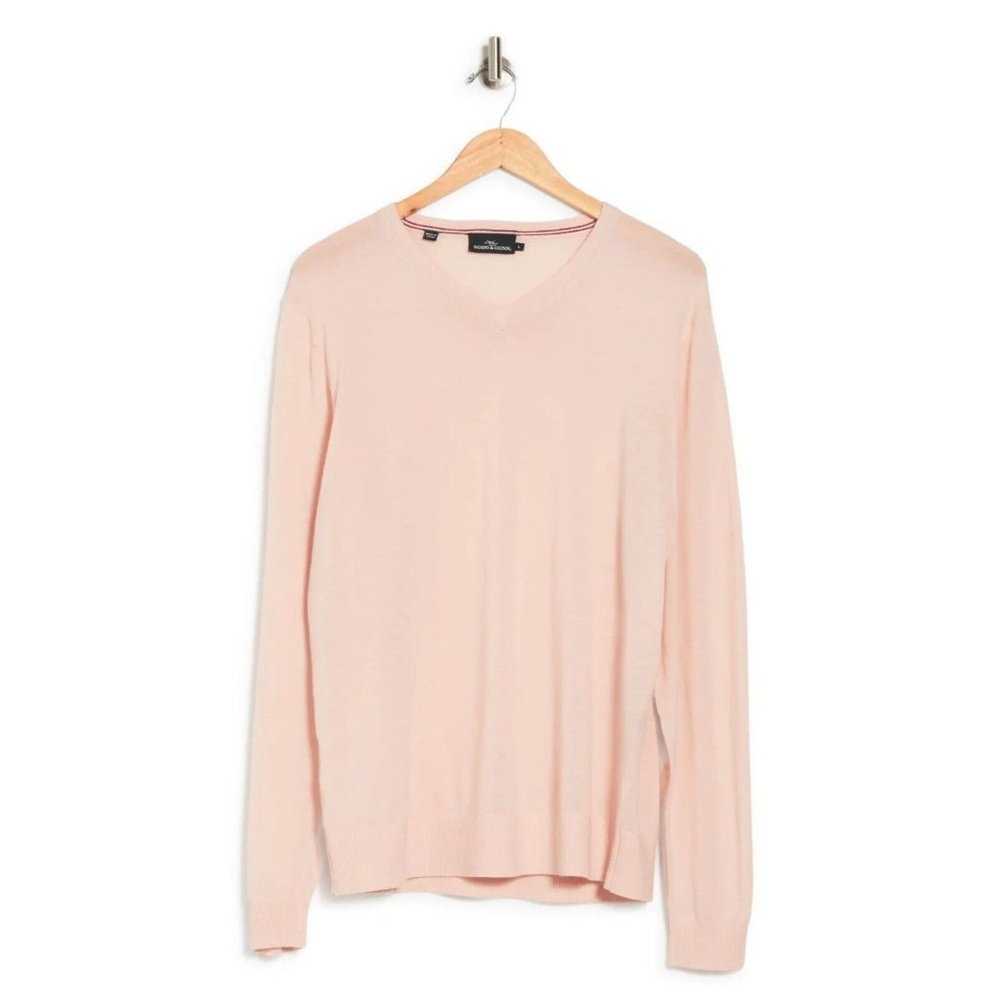 RODD & GUNN Springston Wool V-Neck Sweater Rose (Peach) XX-Large NEW